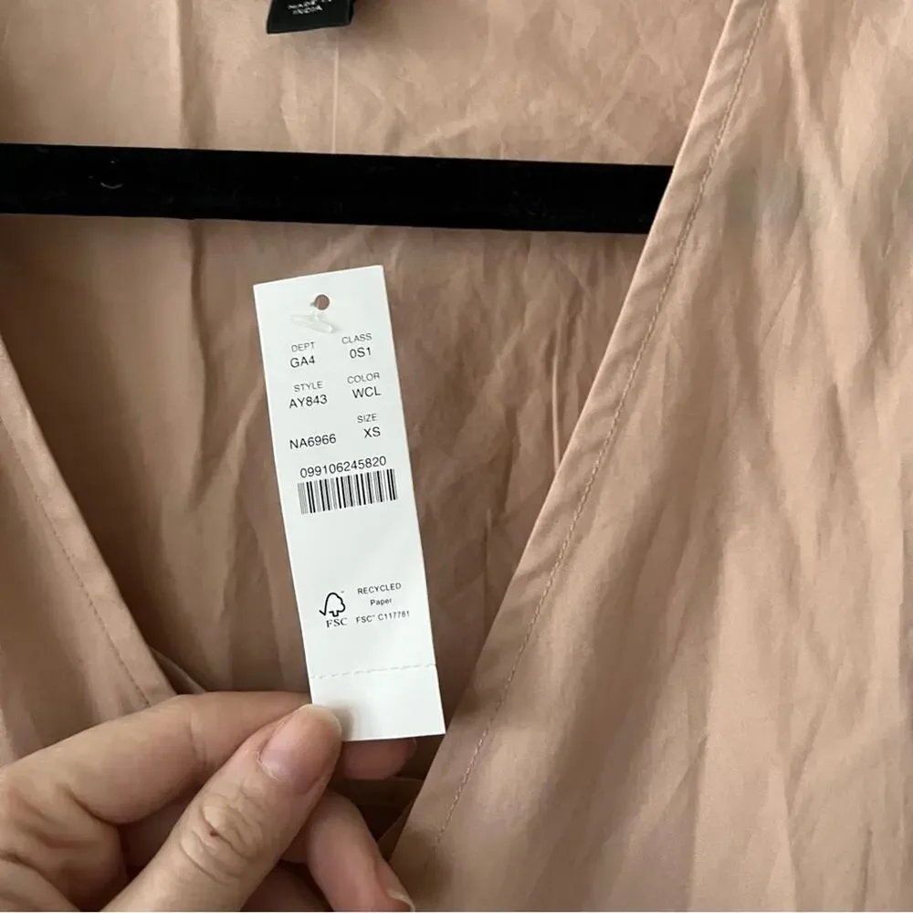J. Crew Tan Puff-Sleeve Cotton Poplin Wrap Dress